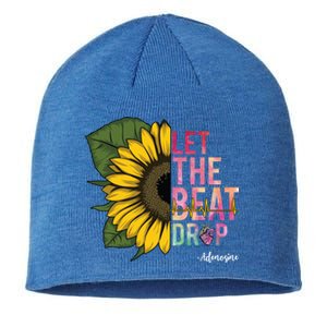 Let The Beat Drop Adenosine Best Nursing Nurse Sunflower Great Gift Sustainable Beanie