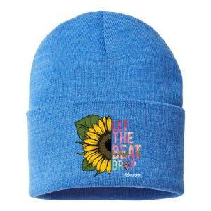 Let The Beat Drop Adenosine Best Nursing Nurse Sunflower Great Gift Sustainable Knit Beanie