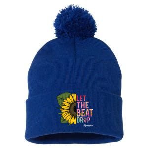 Let The Beat Drop Adenosine Best Nursing Nurse Sunflower Great Gift Pom Pom 12in Knit Beanie