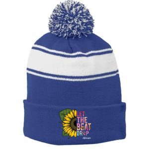 Let The Beat Drop Adenosine Best Nursing Nurse Sunflower Great Gift Stripe Pom Pom Beanie