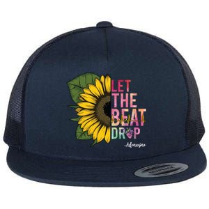 Let The Beat Drop Adenosine Best Nursing Nurse Sunflower Great Gift Flat Bill Trucker Hat