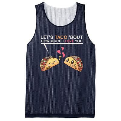 Let's Taco Bout How Much I Love You Valentine's Day Cute Pun Mesh Reversible Basketball Jersey Tank