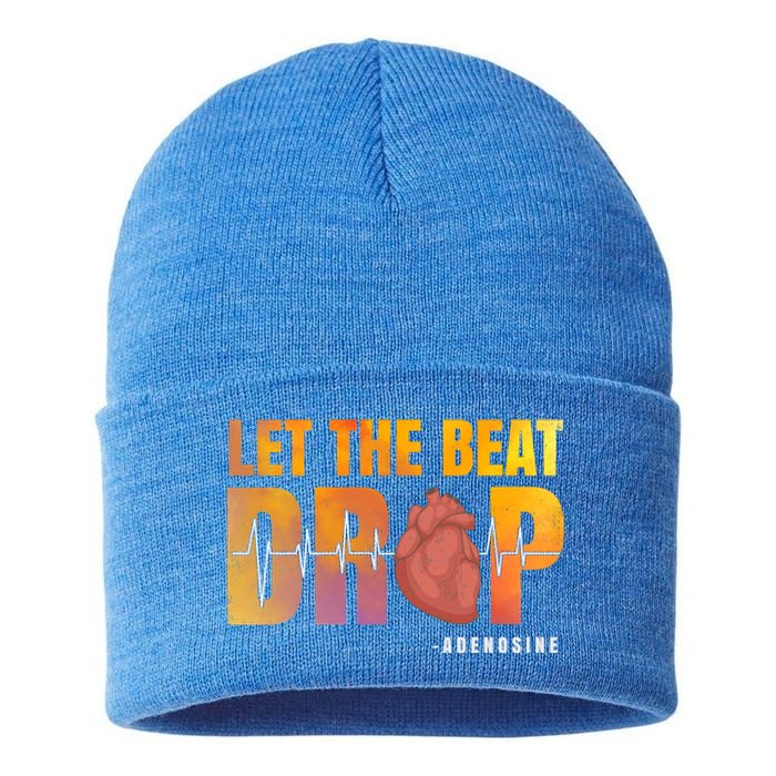 Let The Beat Drop Adenosine Graphic Nurse Gift Print Gift Sustainable Knit Beanie