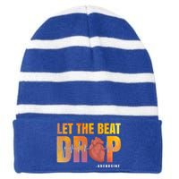 Let The Beat Drop Adenosine Graphic Nurse Gift Print Gift Striped Beanie with Solid Band