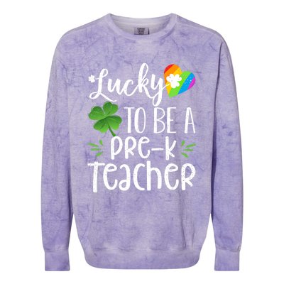 Lucky To Be A Pre K Teacher Lucky Shamrock St Patrick's Day Meaningful Gift Colorblast Crewneck Sweatshirt