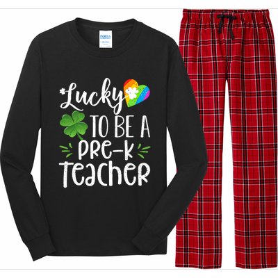 Lucky To Be A Pre K Teacher Lucky Shamrock St Patrick's Day Meaningful Gift Long Sleeve Pajama Set