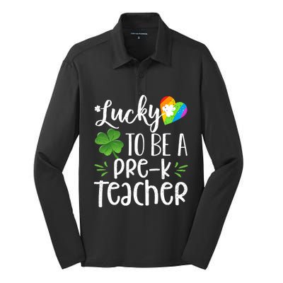 Lucky To Be A Pre K Teacher Lucky Shamrock St Patrick's Day Meaningful Gift Silk Touch Performance Long Sleeve Polo