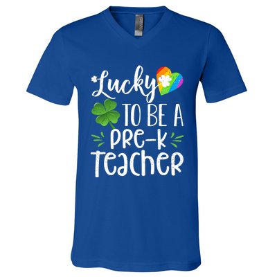 Lucky To Be A Pre K Teacher Lucky Shamrock St Patrick's Day Meaningful Gift V-Neck T-Shirt