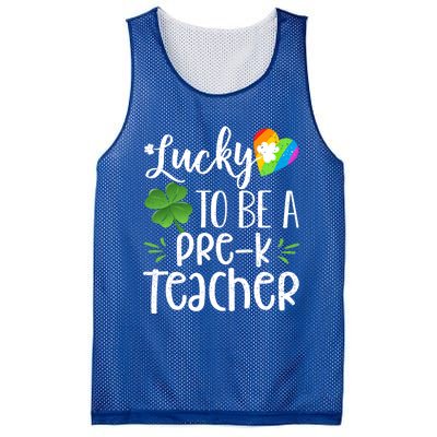 Lucky To Be A Pre K Teacher Lucky Shamrock St Patrick's Day Meaningful Gift Mesh Reversible Basketball Jersey Tank