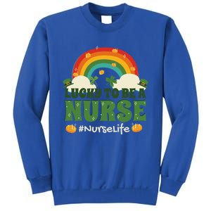 Lucky To Be A Nurse Saint Patricks Day Nursing Rainbow Gift Sweatshirt