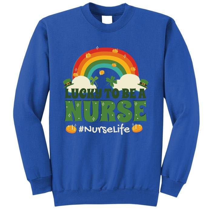 Lucky To Be A Nurse Saint Patricks Day Nursing Rainbow Gift Sweatshirt