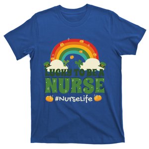 Lucky To Be A Nurse Saint Patricks Day Nursing Rainbow Gift T-Shirt