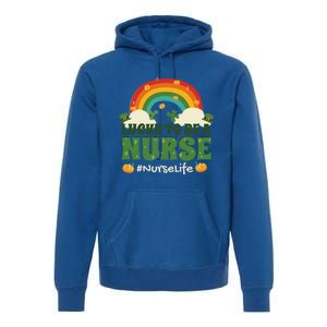 Lucky To Be A Nurse Saint Patricks Day Nursing Rainbow Gift Premium Hoodie