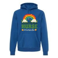 Lucky To Be A Nurse Saint Patricks Day Nursing Rainbow Gift Premium Hoodie