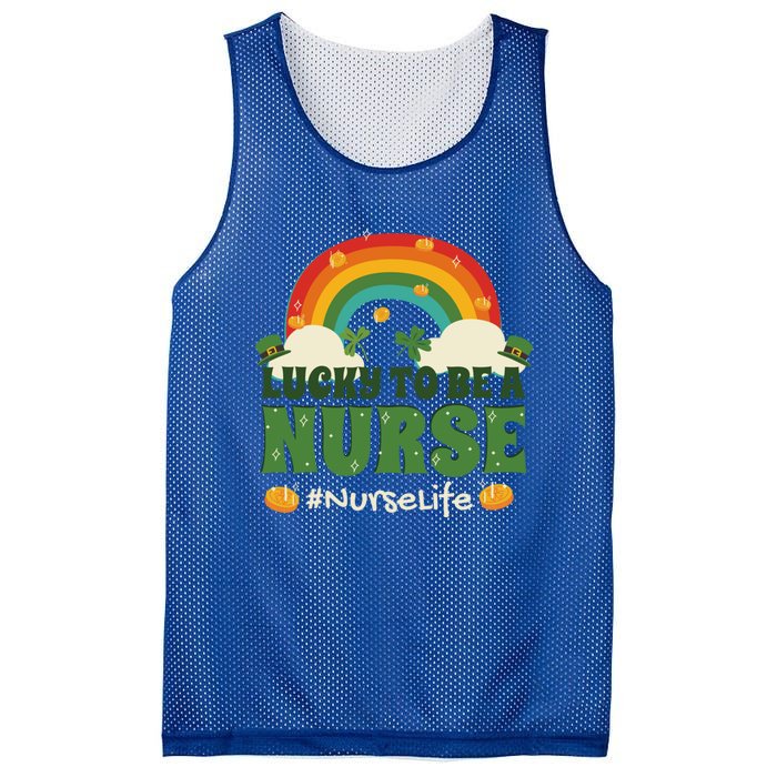 Lucky To Be A Nurse Saint Patricks Day Nursing Rainbow Gift Mesh Reversible Basketball Jersey Tank