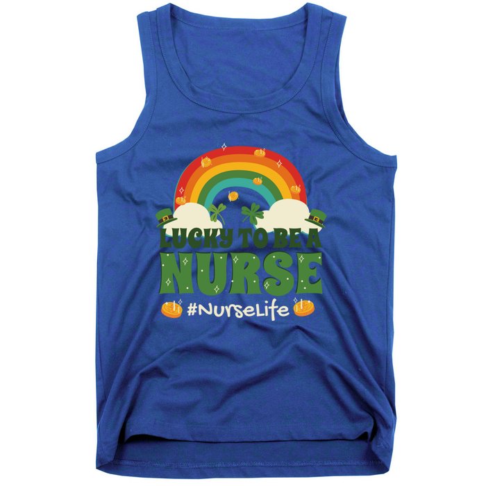 Lucky To Be A Nurse Saint Patricks Day Nursing Rainbow Gift Tank Top