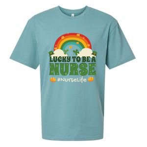 Lucky To Be A Nurse Saint Patricks Day Nursing Rainbow Gift Sueded Cloud Jersey T-Shirt