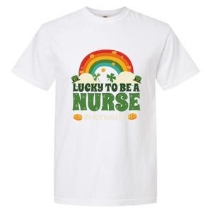 Lucky To Be A Nurse Saint Patricks Day Nursing Rainbow Gift Garment-Dyed Heavyweight T-Shirt