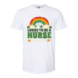 Lucky To Be A Nurse Saint Patricks Day Nursing Rainbow Gift Softstyle CVC T-Shirt