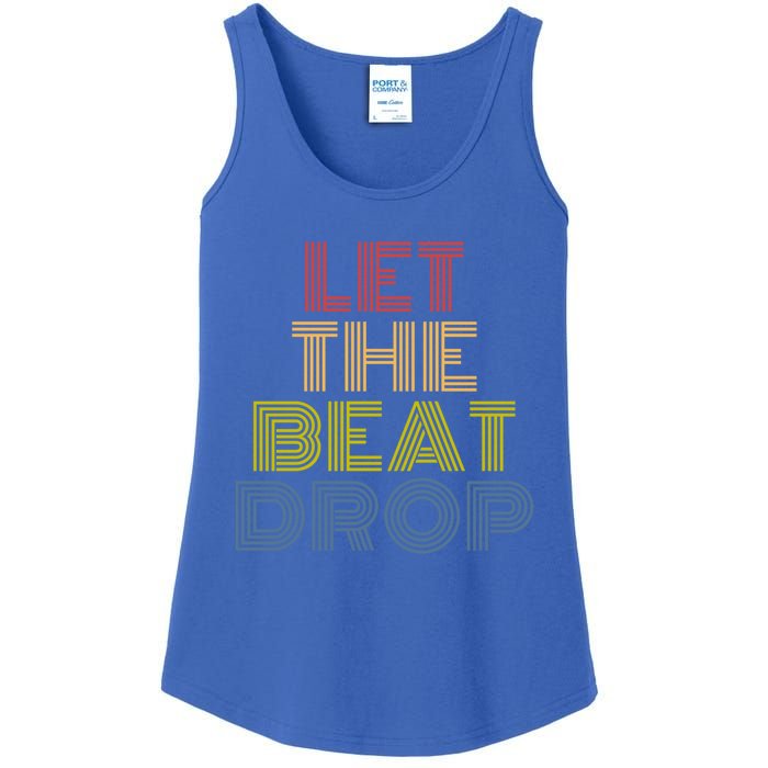 Let The Beat Drop Dj Dance Retro 70s Vintage Gift Ladies Essential Tank