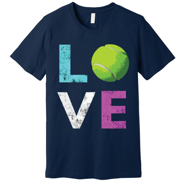 Love Tennis Best Fun Birthday Gift Premium T-Shirt