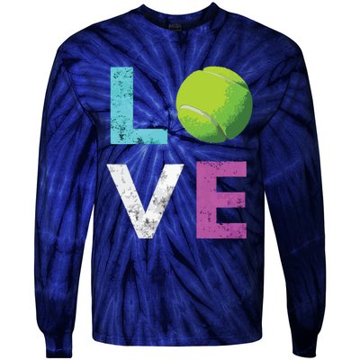 Love Tennis Best Fun Birthday Gift Tie-Dye Long Sleeve Shirt