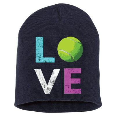 Love Tennis Best Fun Birthday Gift Short Acrylic Beanie