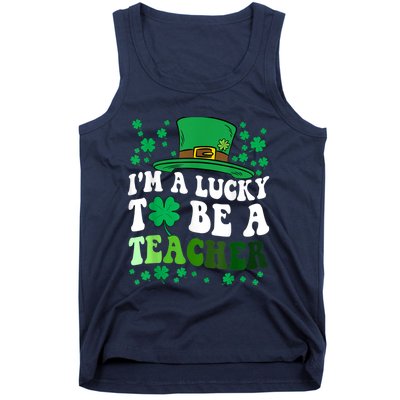 Lucky To Be A Teacher St Patricks Day Irish Shamrock Tank Top