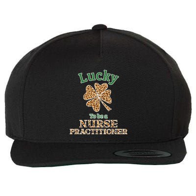 Lucky To Be A Nurse Practitioner Leopard Lucky Clovers Cool Gift Wool Snapback Cap