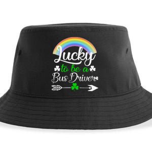 Lucky To Be A Bus Driver St Patrick's Day Bus Drivers Gift Sustainable Bucket Hat