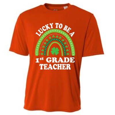 Lucky To Be A 1st Grade Teacher St Patricks Day Rainbow Meaningful Gift Cooling Performance Crew T-Shirt