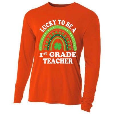 Lucky To Be A 1st Grade Teacher St Patricks Day Rainbow Meaningful Gift Cooling Performance Long Sleeve Crew