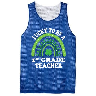 Lucky To Be A 1st Grade Teacher St Patricks Day Rainbow Meaningful Gift Mesh Reversible Basketball Jersey Tank