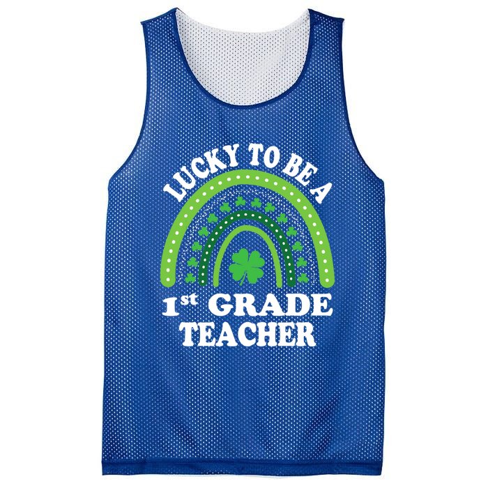 Lucky To Be A 1st Grade Teacher St Patricks Day Rainbow Meaningful Gift Mesh Reversible Basketball Jersey Tank