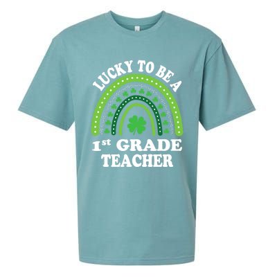 Lucky To Be A 1st Grade Teacher St Patricks Day Rainbow Meaningful Gift Sueded Cloud Jersey T-Shirt