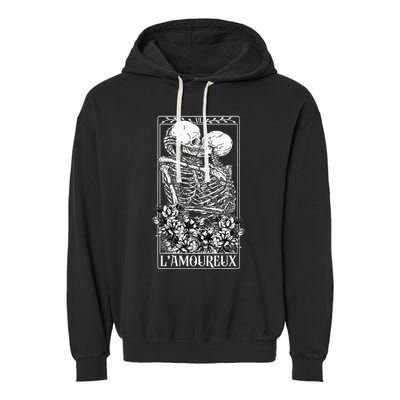 LAmoureux Tarot Card Skeleton Kissing Aesthetic Mystical Garment-Dyed Fleece Hoodie