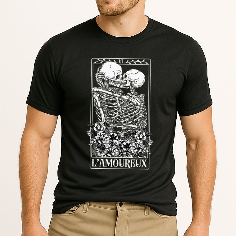 LAmoureux Tarot Card Skeleton Kissing Aesthetic Mystical Cooling Performance Crew T-Shirt