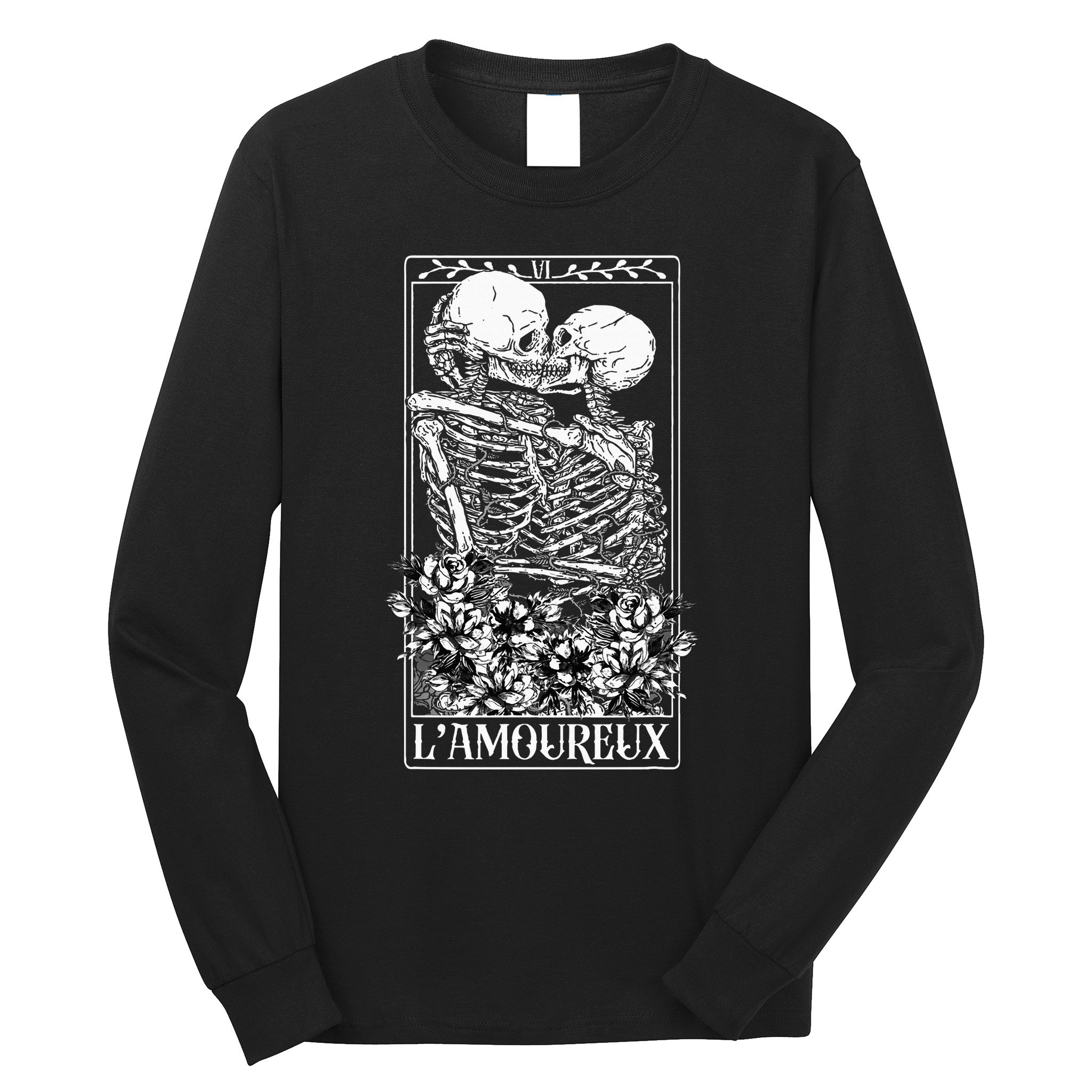 LAmoureux Tarot Card Skeleton Kissing Aesthetic Mystical Long Sleeve Shirt