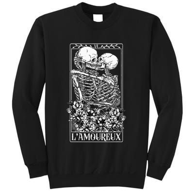 LAmoureux Tarot Card Skeleton Kissing Aesthetic Mystical Sweatshirt