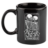 LAmoureux Tarot Card Skeleton Kissing Aesthetic Mystical 11oz C Handle Ceramic Mug