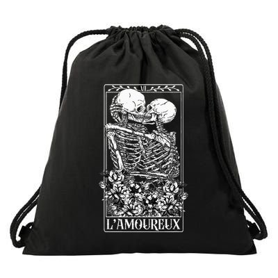 LAmoureux Tarot Card Skeleton Kissing Aesthetic Mystical Drawstring Bag