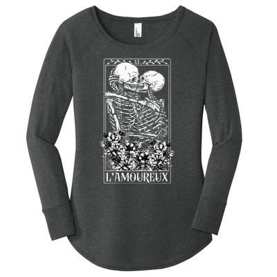 LAmoureux Tarot Card Skeleton Kissing Aesthetic Mystical Women's Perfect Tri Tunic Long Sleeve Shirt