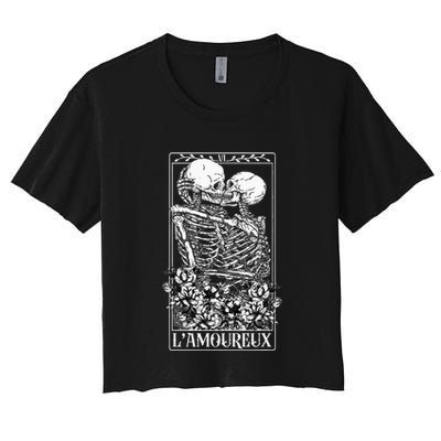 LAmoureux Tarot Card Skeleton Kissing Aesthetic Mystical Crop Top
