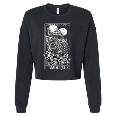 LAmoureux Tarot Card Skeleton Kissing Aesthetic Mystical Cropped Pullover Crew