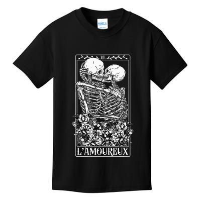 LAmoureux Tarot Card Skeleton Kissing Aesthetic Mystical Kids T-Shirt