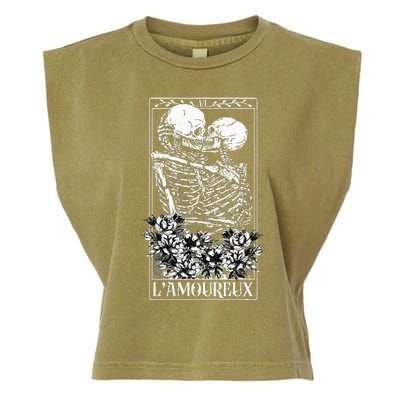 LAmoureux Tarot Card Skeleton Kissing Aesthetic Mystical Garment-Dyed Women's Muscle Tee