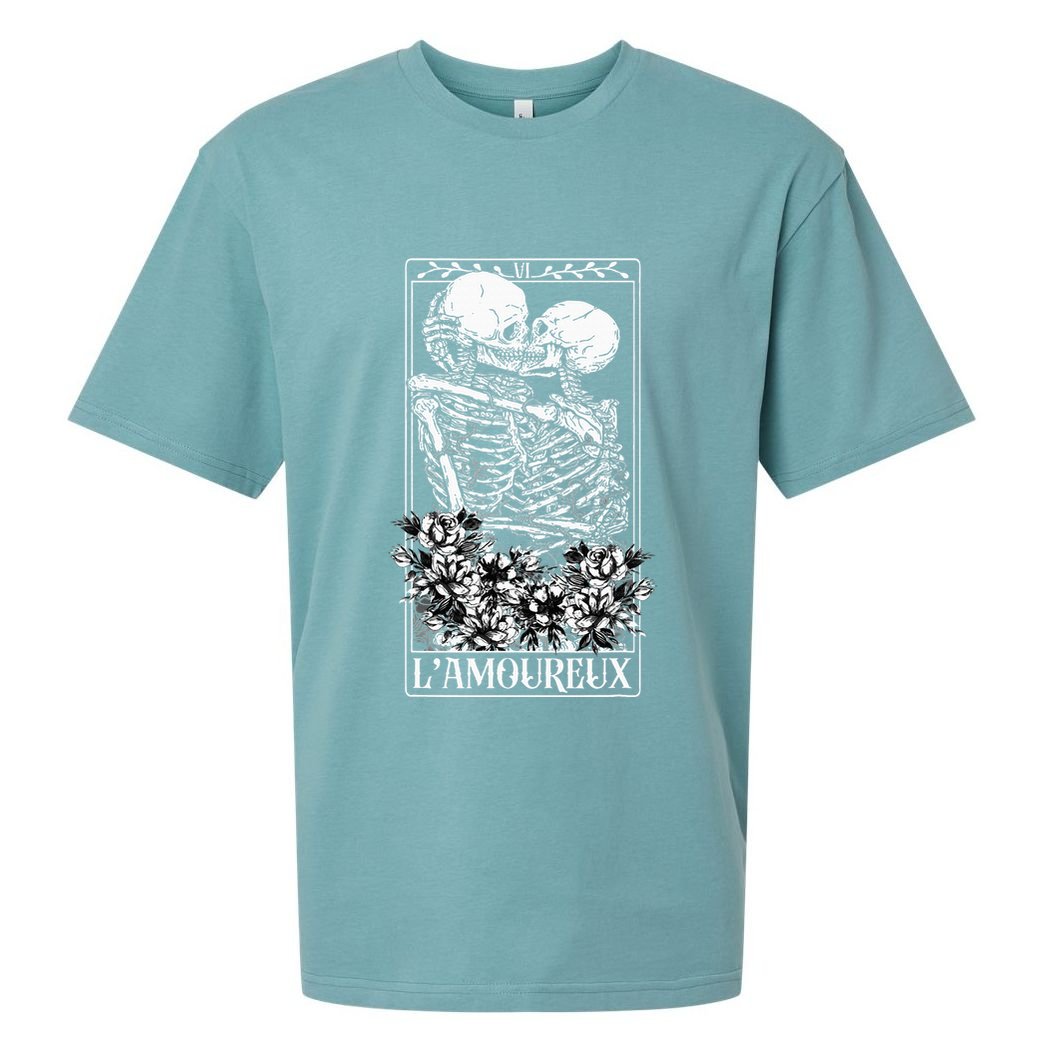 LAmoureux Tarot Card Skeleton Kissing Aesthetic Mystical Sueded Cloud Jersey T-Shirt