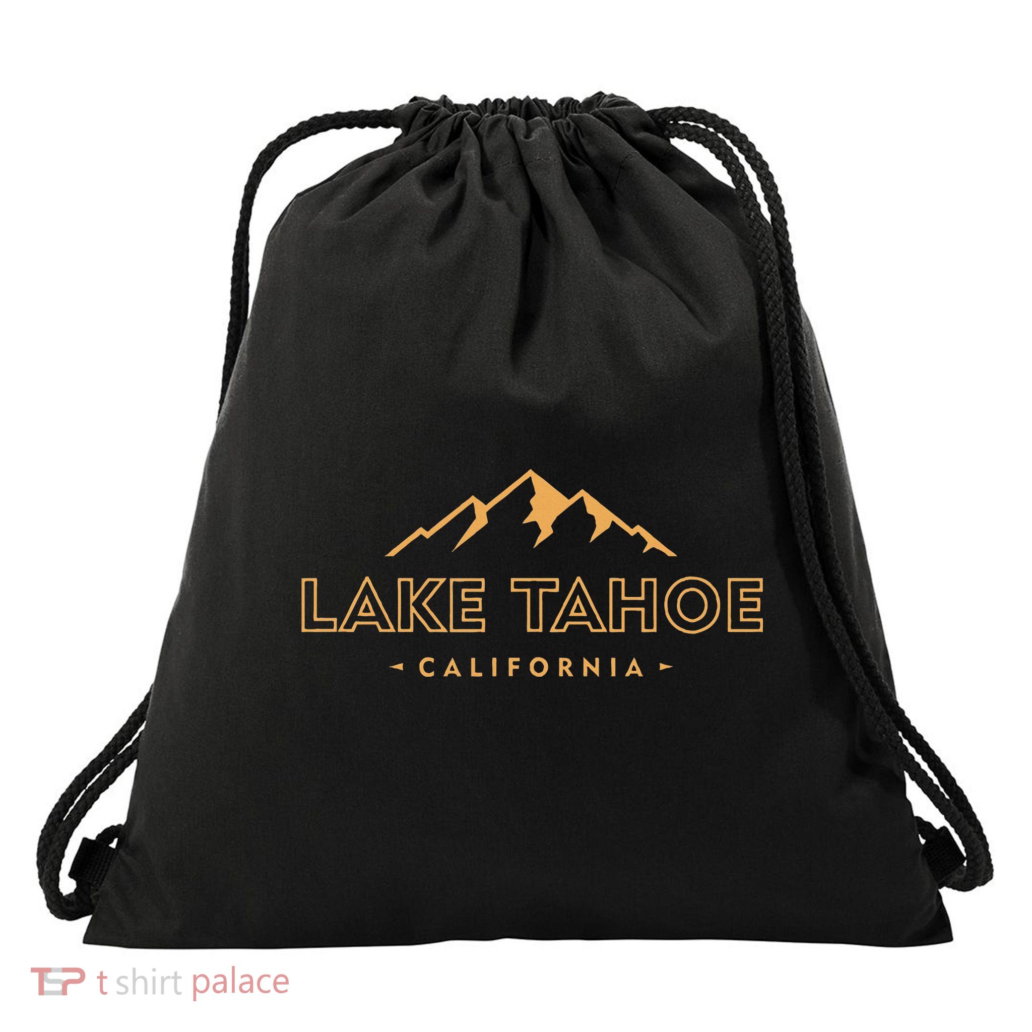 Lake Tahoe California Retro Mountain Souvenir Drawstring Bag