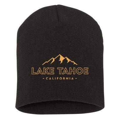 Lake Tahoe California Retro Mountain Souvenir Short Acrylic Beanie