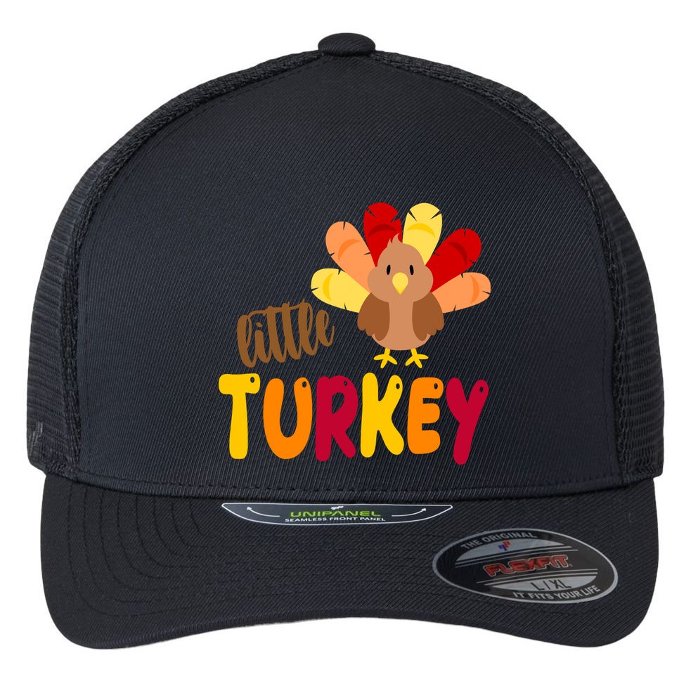 Little Turkey Cute Thanksgiving Holiday Flexfit Unipanel Trucker Cap